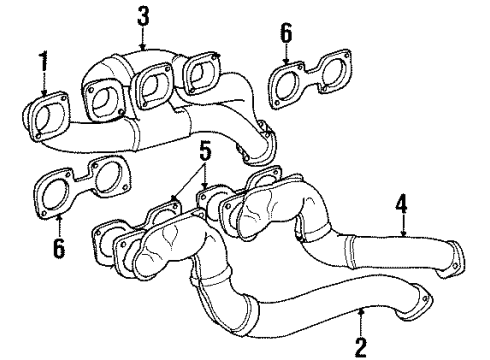 1995 BMW 840Ci Exhaust Manifold Exhaust Manifold Diagram for 11621737414