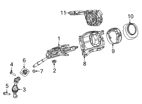 2021 Ram 1500 Steering Column & Wheel, Steering Gear & Linkage, Shroud, Switches & Levers Bolt Diagram for 6512008AA