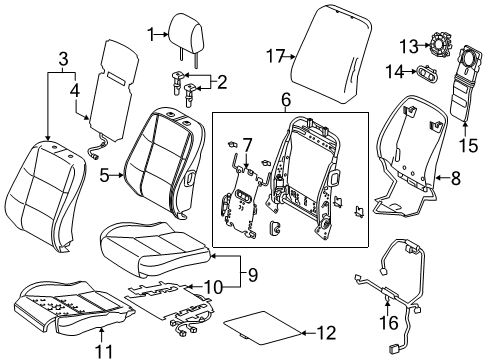 2013 Lexus ES350 Driver Seat Components Spring Assembly, Front Seat Diagram for 71640-33100