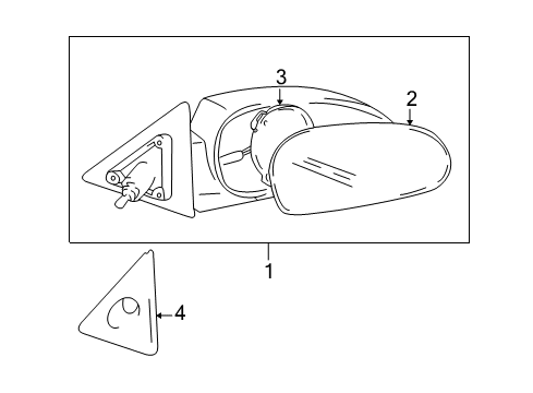 2003 Hyundai Accent Outside Mirrors Mirror & Holder Assembly-Outside Rear Vi Diagram for 87611-25700