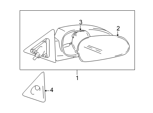 2003 Hyundai Accent Outside Mirrors Mirror & Holder-Outside Rear, RH Diagram for 87621-25710