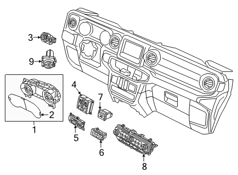 2019 Jeep Wrangler Instruments & Gauges Instrument Panel Diagram for 68377779AE