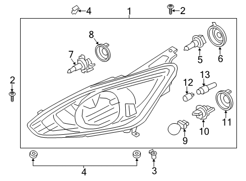2014 Ford C-Max Headlamps Signal Lamp Bulb Cap Diagram for DM5Z-13A137-A