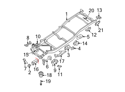 Diagram for 2011 Nissan Frontier Frame & Components 