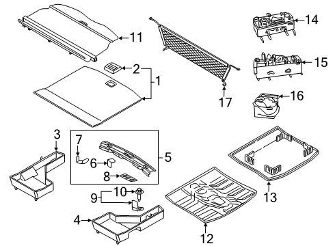 2019 Ford Edge Interior Trim - Rear Body Accessory Box Diagram for HE5Z-78115A00-C