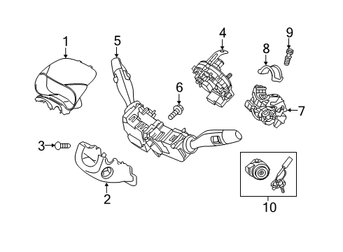2020 Hyundai Venue Ignition Lock Body & Switch Assembly-STRG & Ign Diagram for 81910-K2100