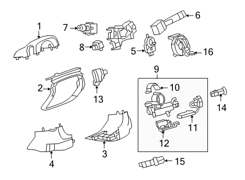 2012 Cadillac CTS Shroud, Switches & Levers Combo Switch Diagram for 20998957