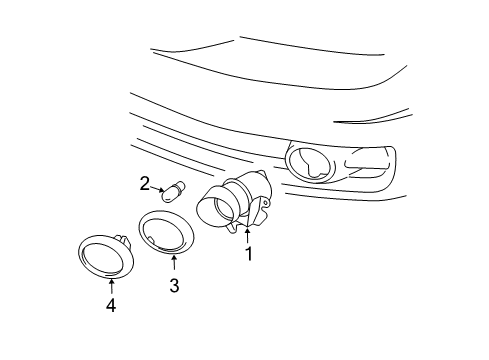 2005 Hyundai Tiburon Bulbs Front Passenger Side Fog Light Assembly Diagram for 92202-2C500