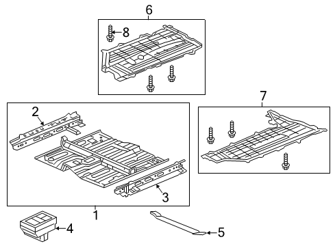 2013 Honda Civic Splash Shields, Floor & Rails Brace, FR. Floor Diagram for 74178-TR3-A00