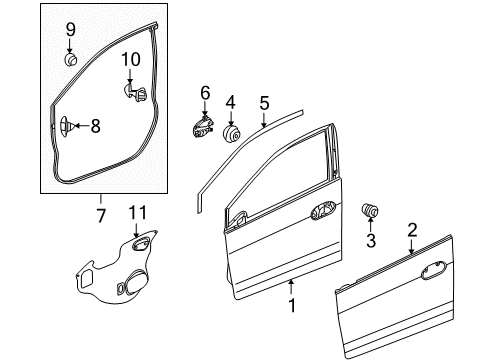 2014 Honda Insight Front Door Regulator Assembly, Left Front Door Diagram for 72251-TM8-003