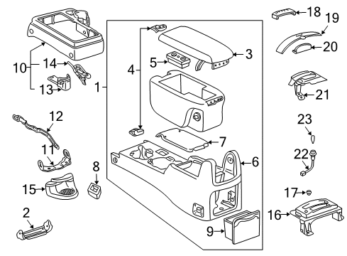 2001 Toyota Tacoma Console Rear Console Bracket Diagram for 58993-AD010