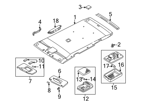 2003 Nissan Pathfinder Interior Trim - Roof Lamp Assembly-Room Diagram for 26410-5W902