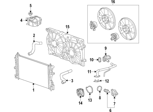 2018 Buick Envision Cooling System, Radiator, Water Pump, Cooling Fan Water Inlet Diagram for 25201447