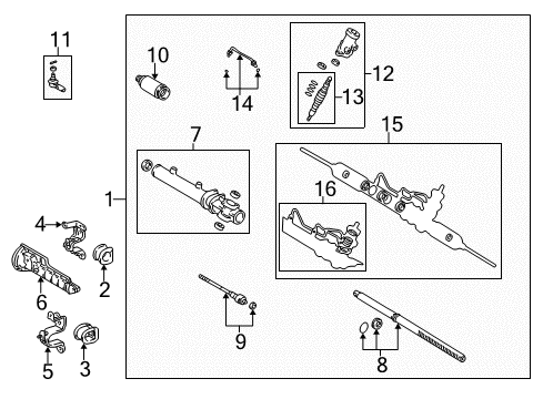 2002 Toyota Corolla Steering Column & Wheel, Steering Gear & Linkage Gasket Kit, Power Steering Gear Diagram for 04445-02030