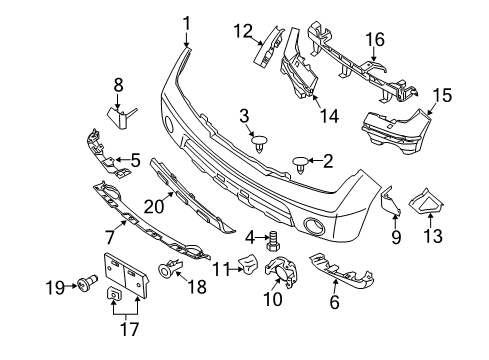 2005 Nissan Pathfinder Front Bumper FINISHER-Front FASCIA, RH Diagram for 62256-EA500