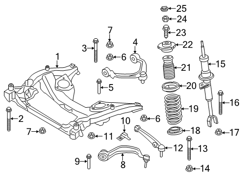 2016 BMW 535i GT Front Suspension Components, Lower Control Arm, Upper Control Arm, Stabilizer Bar Front Left Strut Shock Spring Absorber Assembly Diagram for 37116863115
