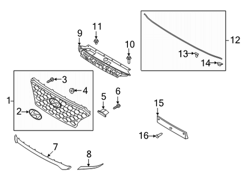 2022 Hyundai Santa Fe Grille & Components BRKT-RADIATOR GRILLE NO.1 Diagram for 86355-S2500