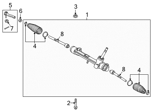 2022 Toyota Prius Steering Gear & Linkage Gear Assembly Diagram for 45510-47160