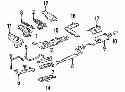 1997 Honda Accord Exhaust Components Finisher, Exhuast Pipe Diagram for 18310-SB0-023