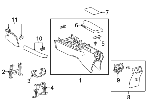 2020 Lexus UX250h Center Console Insert Console Box Diagram for 58816-76050-C0