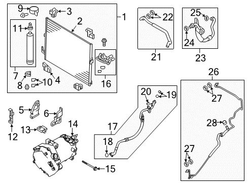 2014 Infiniti Q70 A/C Condenser, Compressor & Lines COMPRESSR Wo Cl Diagram for 92610-1CB1C