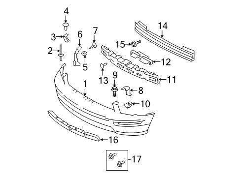 2005 Ford Mustang Front Bumper Side Bracket Bolt Diagram for -W712277-S438