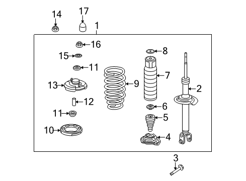 2012 Acura TSX Struts & Components - Rear Shock Absorber Assembly, Right Rear Diagram for 52610-TL7-A01