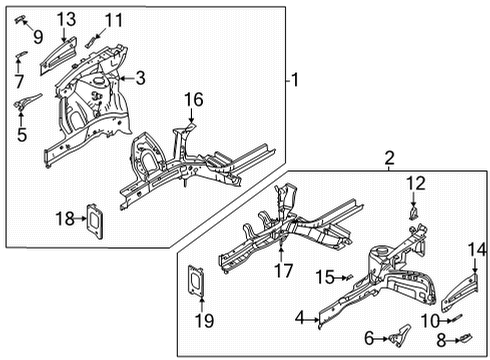 2021 Kia Seltos Structural Components & Rails Carrier Bracket Assembly Diagram for 64585K0000