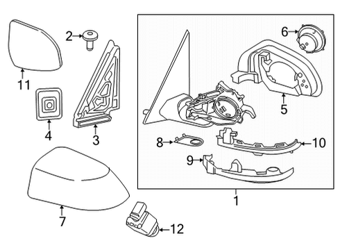 2021 BMW X4 Mirrors OUTSIDE MIRROR HEATED WITH M Diagram for 51168080360