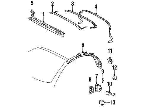 1995 Toyota Celica Convertible Top Motor Assy, Convertible Roof Diagram for 85730-0W010