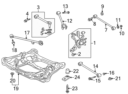 2001 Honda Accord Rear Suspension Components, Lower Control Arm, Upper Control Arm, Stabilizer Bar Bolt, Flange (12X30) Diagram for 90164-S84-A00