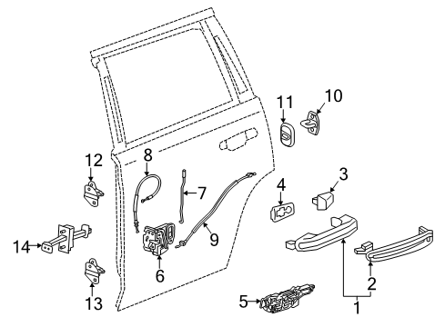 2016 Cadillac Escalade ESV Rear Door Lock Cable Diagram for 23140716