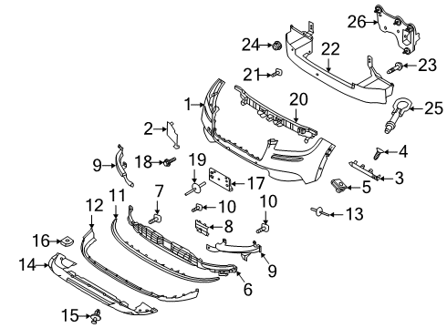 2020 Lincoln Corsair Front Bumper Lower Cover Nut Diagram for -W717422-S439