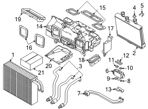 2006 BMW 760i Heater Core & Control Valve Water Valve Diagram for 64116906652