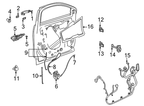 2021 Chevrolet Trailblazer Lock & Hardware Lock Rod Clip Diagram for 13511710