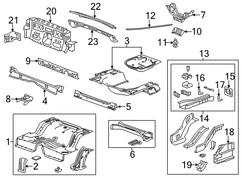 2013 Chevrolet Camaro Rear Floor & Rails Center Floor Pan Reinforcement Diagram for 92242912
