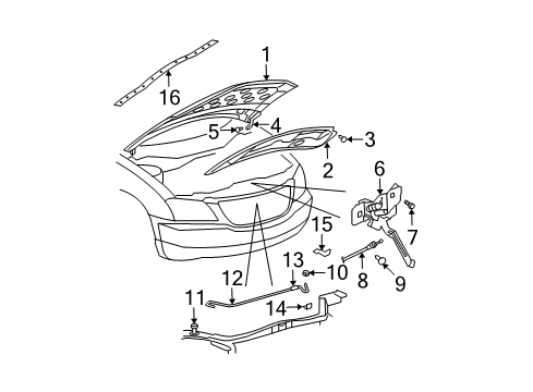 2007 Chrysler Pacifica Hood & Components Cable-Hood Latch Diagram for 4719879AA