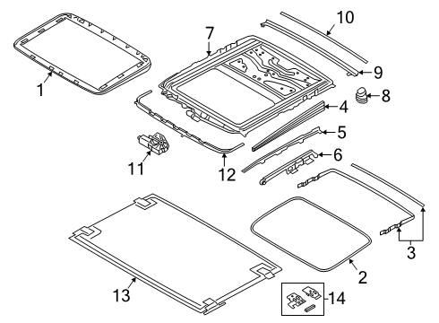 2020 BMW 530i Sunroof Seal, Sunroof Diagram for 54107382989