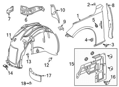 2021 Cadillac CT5 Fender & Components Fender Liner Diagram for 84926502