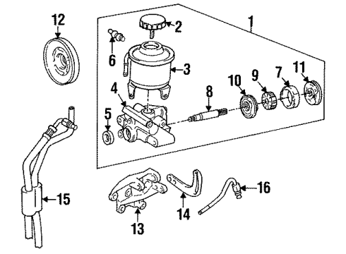 1993 Toyota Land Cruiser P/S Pump & Hoses, Steering Gear & Linkage Reservoir Assy, Vane Pump Oil Diagram for 44360-60171