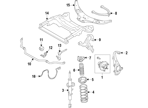 2014 Infiniti QX70 Front Suspension Components, Lower Control Arm, Upper Control Arm, Ride Control, Stabilizer Bar Sensor Assy-Gravity Diagram for 98805-1CF1B