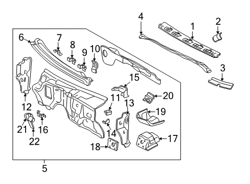 1997 Chevrolet S10 Cab Cowl Cowl Top Panel Diagram for 15759571