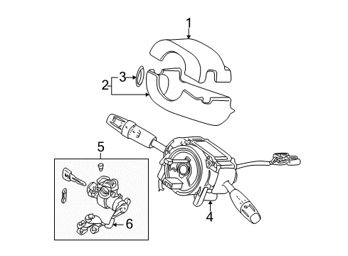 2003 Kia Spectra Ignition Lock Switch-Combination Diagram for 0K2DK66120A