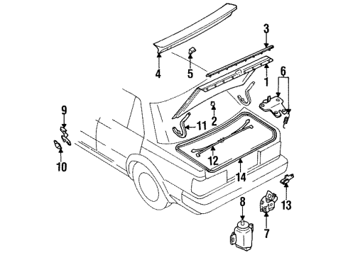 1985 Nissan Maxima Trunk Lid WEATHERSTRIP Trunk Lid Diagram for 84830-01E00