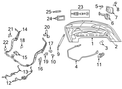 2013 Chrysler 200 Trunk STRIKER-DECKLID Latch Diagram for 4389961AA