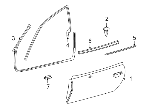 2000 BMW Z3 Door & Components Front Right Door Seal Diagram for 51718397376