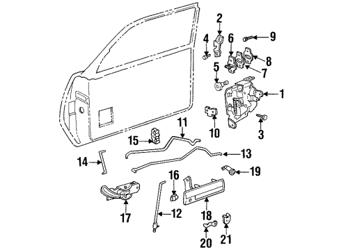 1993 Pontiac Grand Am Front Door - Lock Hardware Rod-Front Side Door Outside Handle Diagram for 22587349