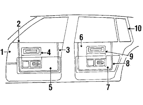 1990 Cadillac Brougham Interior Trim Molding, Front Side Door Trim Panel Diagram for 20219262