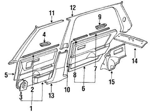 1988 Honda Civic Interior Trim Lining, R. RR. Pillar *B46L* (LOFTY BLUE) Diagram for 84130-SH4-A13ZA
