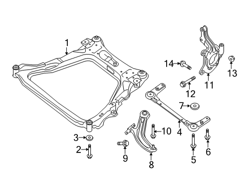 2017 Nissan Rogue Front Suspension Components, Lower Control Arm, Stabilizer Bar Bolt Diagram for 54459-EN11D